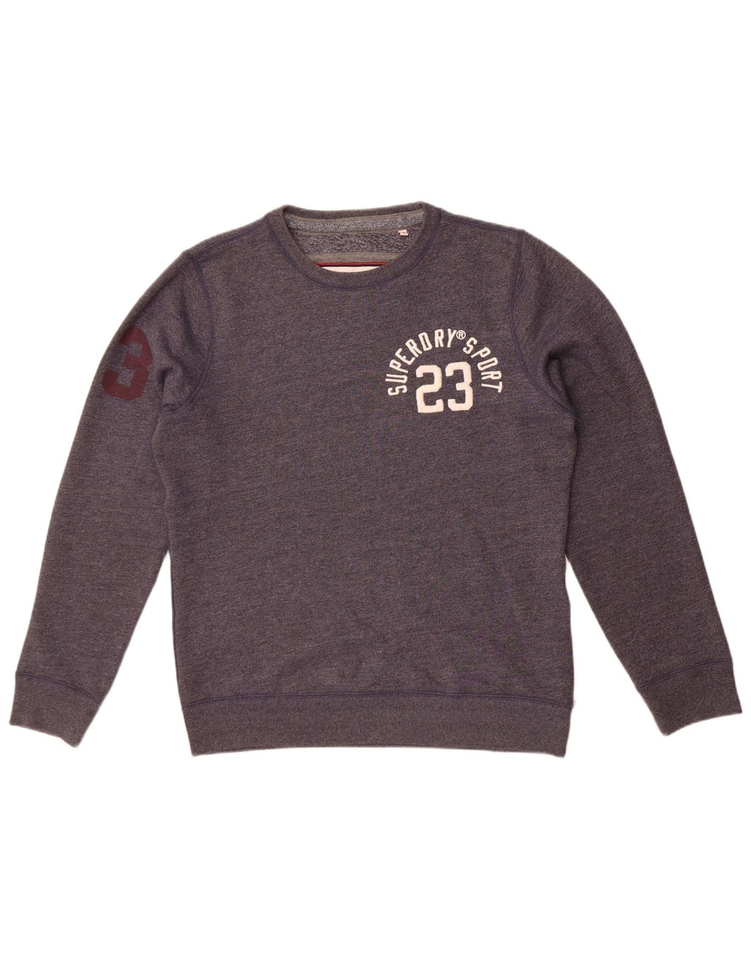 Superdry Mens Graphic Sweatshirt Jumper Large Navy Blue Flecked Cotton