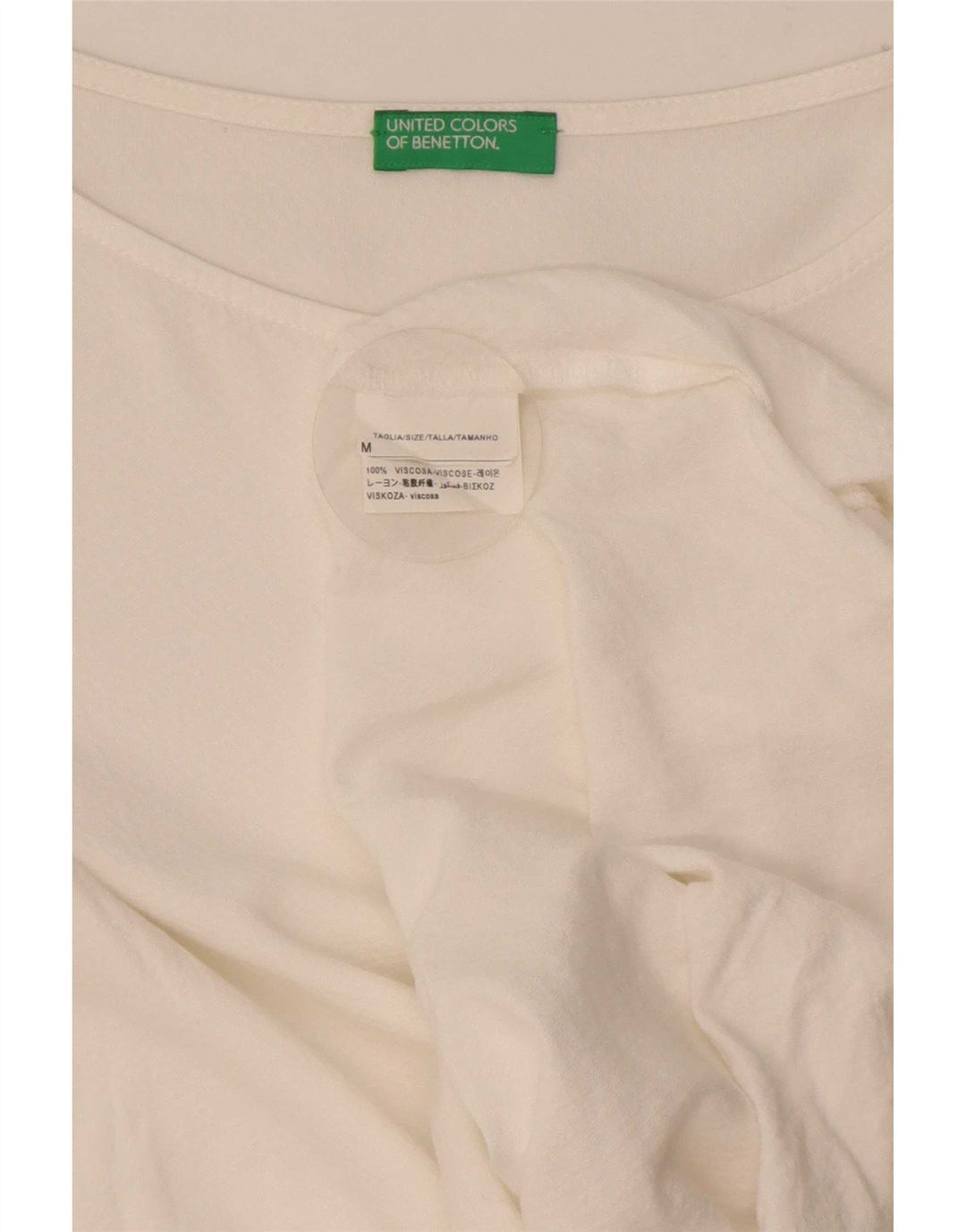 Benetton Womens 3/4 Sleeve Blouse Top UK 14 Medium White Viscose