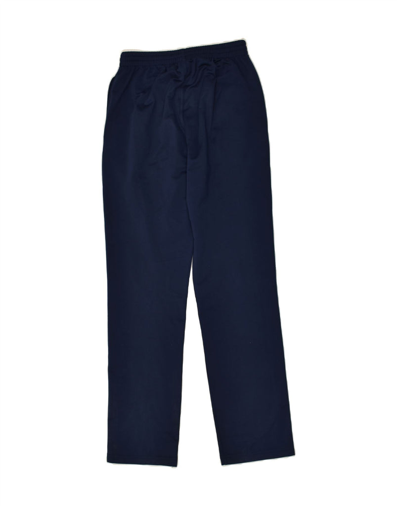 ASICS Womens Graphic Tracksuit Trousers UK 12 Medium Navy Blue Polyester | Vintage Asics | Thrift | Second-Hand Asics | Used Clothing | Messina Hembry 