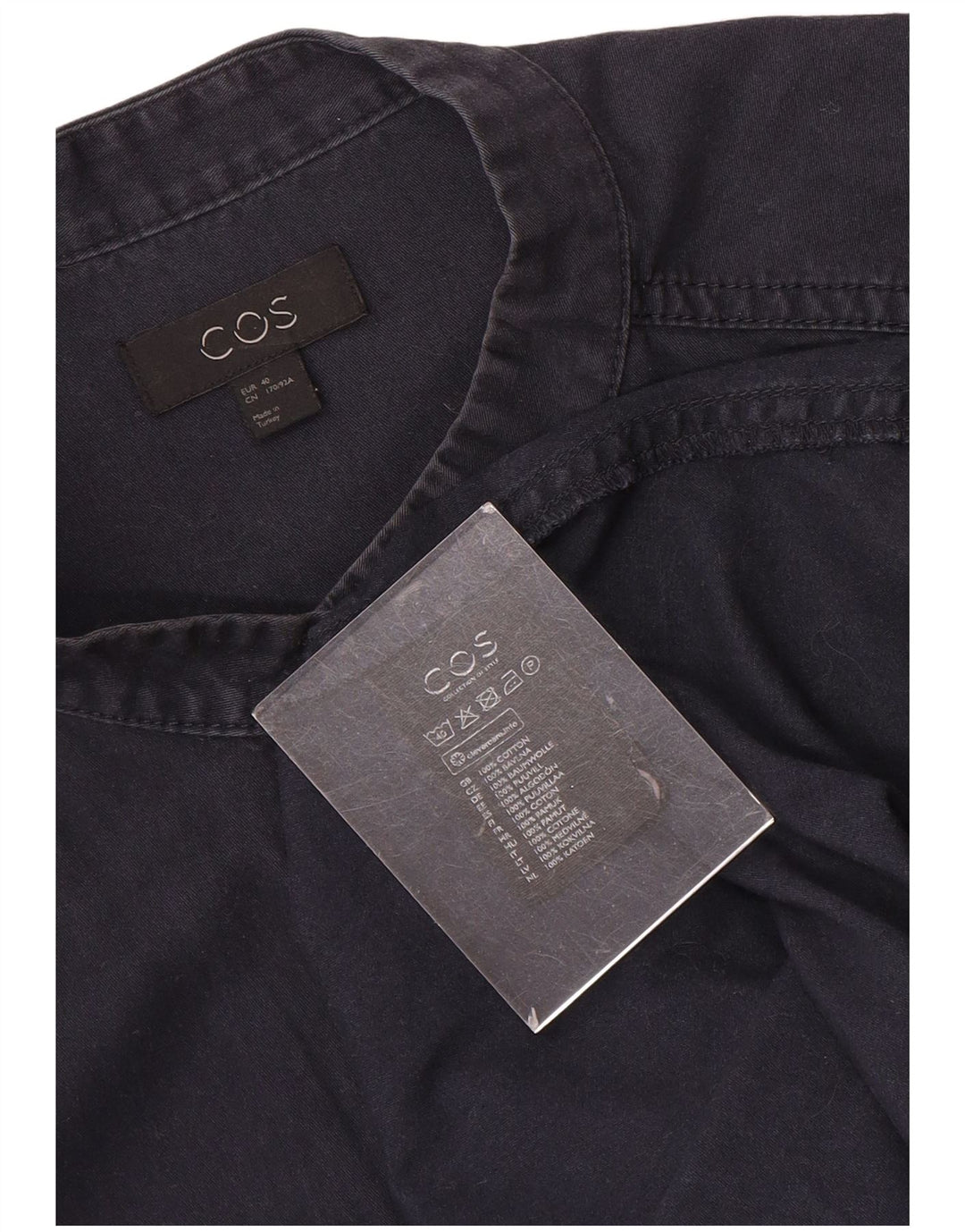 Cos Womens Overcoat EU 40 Medium Navy Blue Cotton