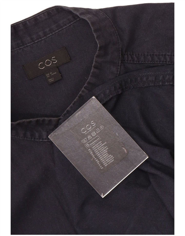 Cos Womens Overcoat EU 40 Medium Navy Blue Cotton