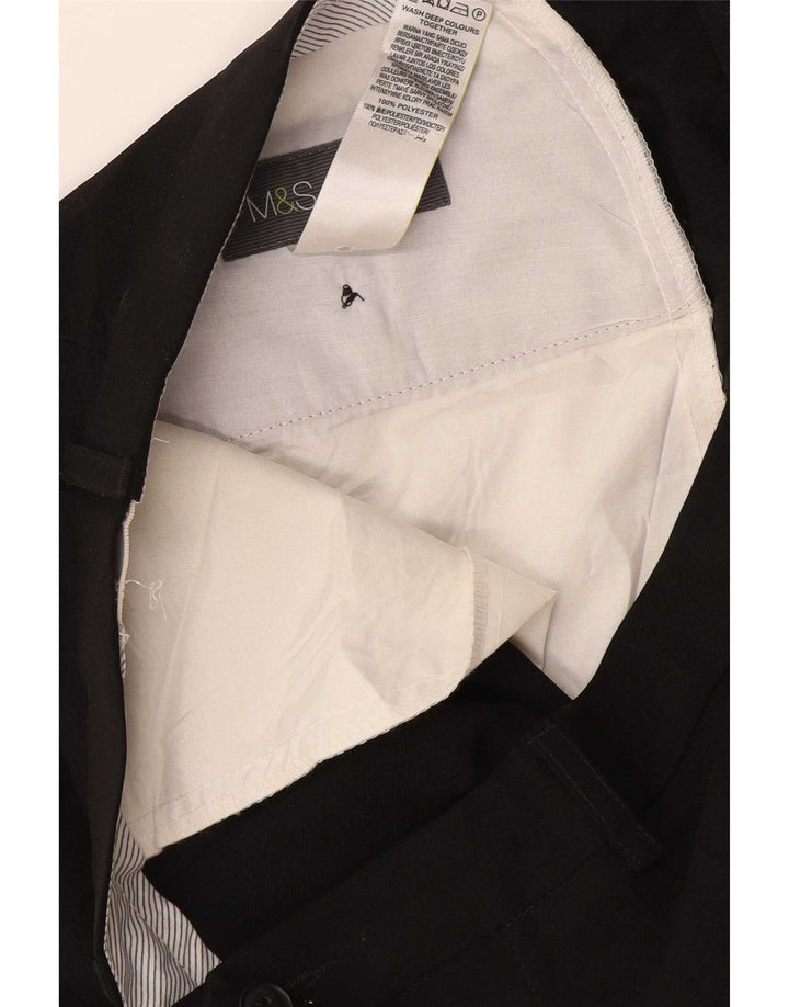 Marks & Spencer Mens Straight Suit Trousers W36 L31 Black Polyester