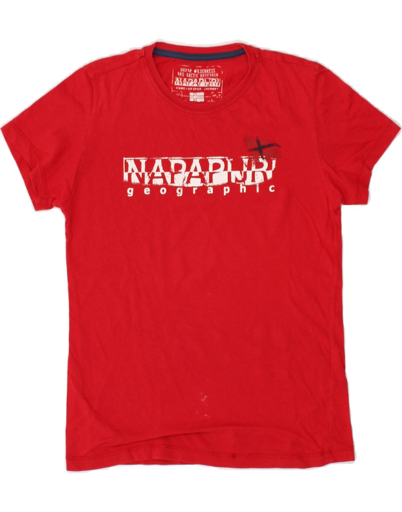 NAPAPIJRI Boys Graphic T-Shirt Top 7-8 Years Red | Vintage Napapijri | Thrift | Second-Hand Napapijri | Used Clothing | Messina Hembry 