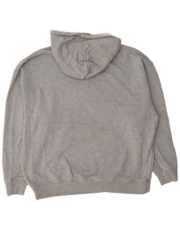 Adidas Womens Graphic Oversized Hoodie Jumper UK 12/14 Medium Grey Flecked