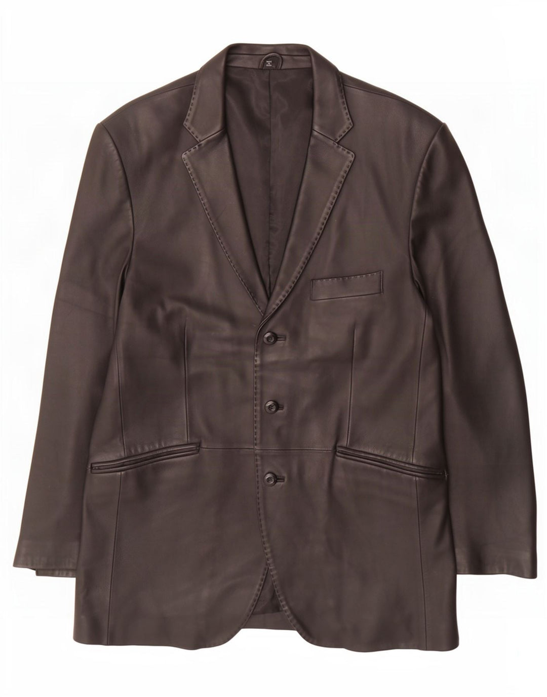 Ben Sherman Mens 3 Button Leather Blazer Jacket UK 40 Large Black