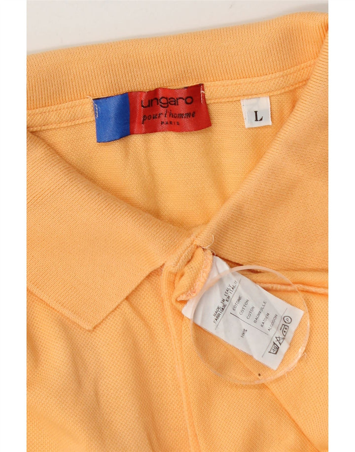 Ungaro Mens Polo Shirt Large Orange Cotton