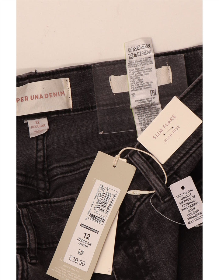Marks & Spencer Womens High Rise Flared Jeans UK 12 Medium W28 L30 Grey