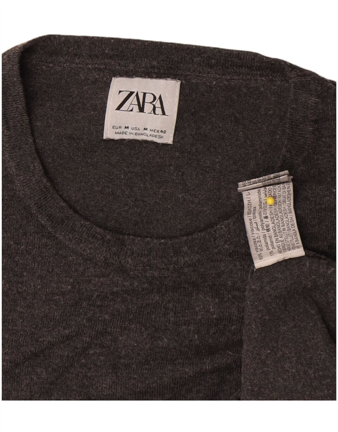 Zara Womens Crew Neck Jumper Sweater UK 14 Medium Grey Flecked Viscose