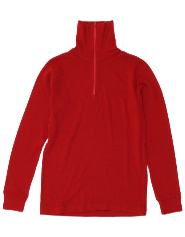 Vintage Womens Zip Neck Top Long Sleeve UK 6 XS Red New Wool