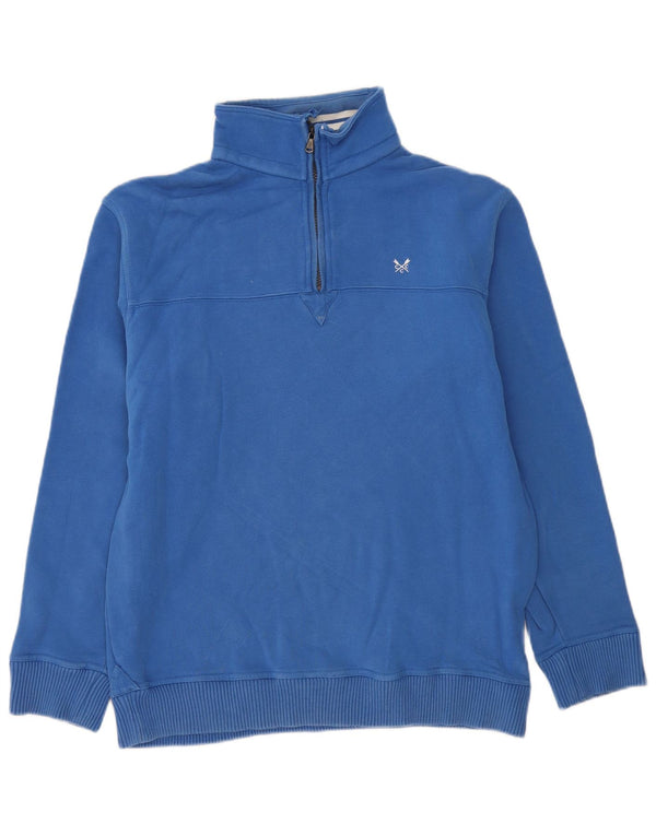 Crew Clothing Mens Zip Neck Sweatshirt Jumper Large Blue Cotton