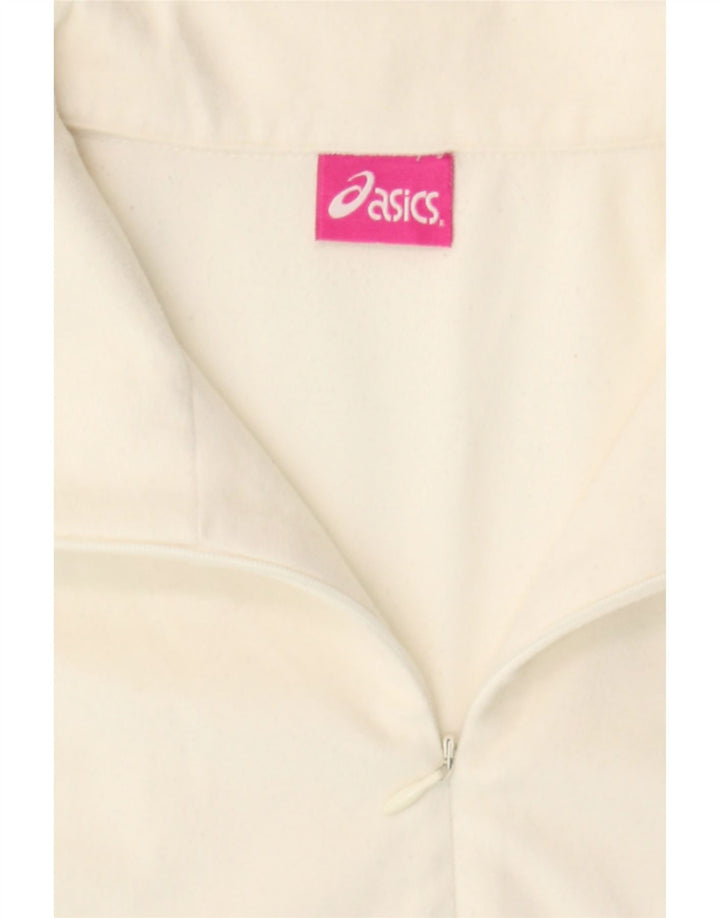 ASICS Womens Zip Neck Pullover Tracksuit Top UK 14 Large White Vintage Asics and Second-Hand Asics from Messina Hembry 