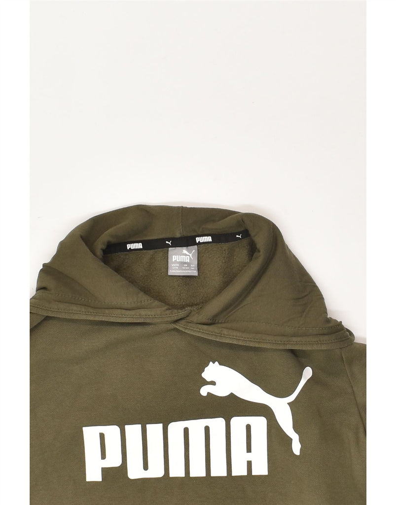 PUMA Boys Graphic Hoodie Jumper 13-14 Years Khaki Cotton | Vintage Puma | Thrift | Second-Hand Puma | Used Clothing | Messina Hembry 