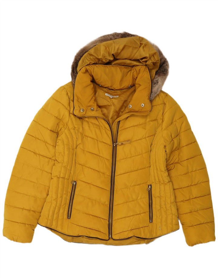Joules Womens Hooded Padded Jacket UK 18 XL Yellow Polyester