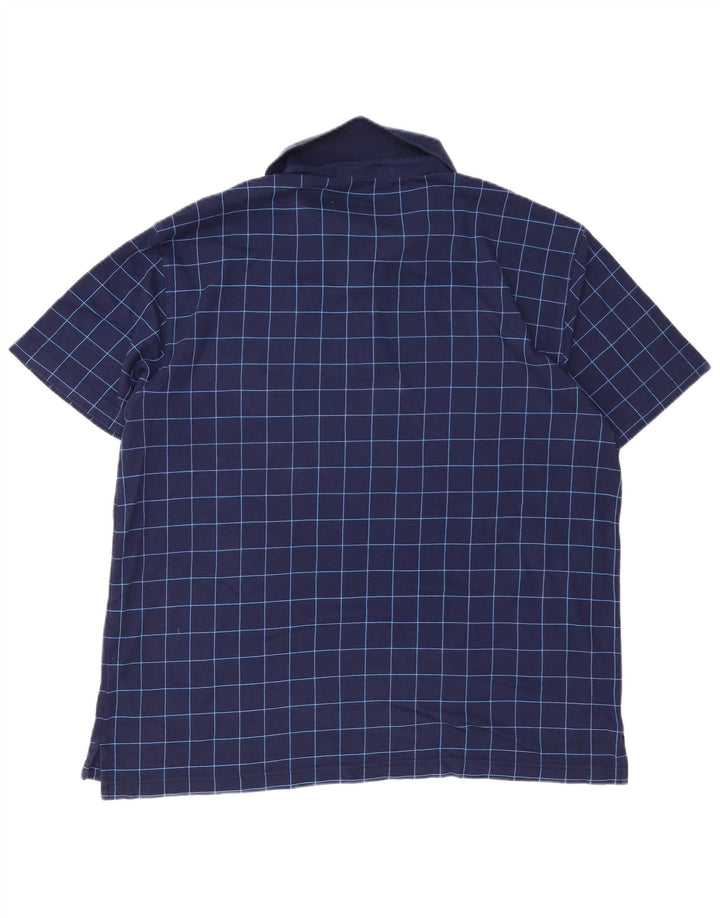 IZOD Mens Polo Shirt XL Navy Blue Check Cotton