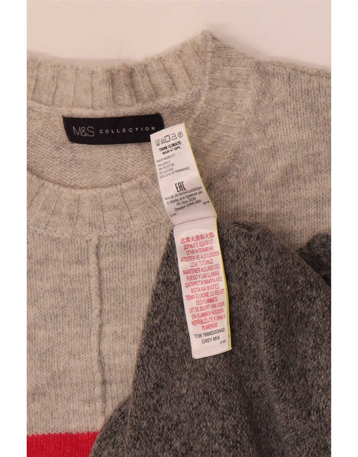 Marks & Spencer Womens Crew Neck Jumper Sweater UK 14 Medium Grey