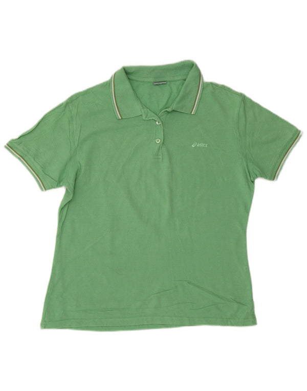Asics Womens Polo Shirt UK 20 2XL Green Cotton