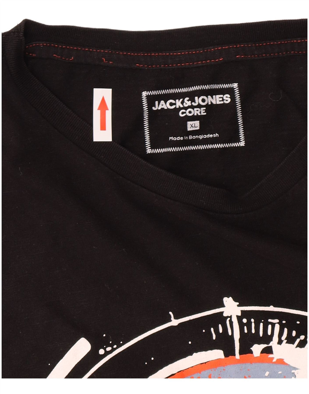 Jack & Jones Mens Graphic T-Shirt Top XL Black