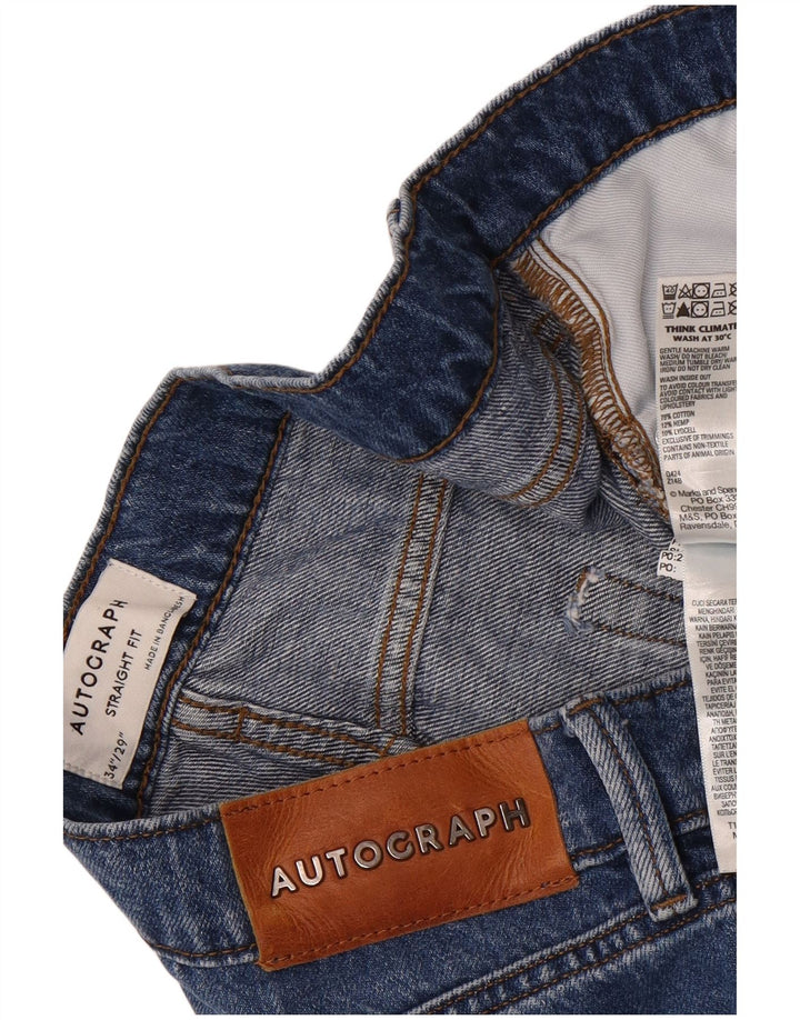 Marks & Spencer Mens Autograph Straight Jeans W34 L29 Blue Cotton
