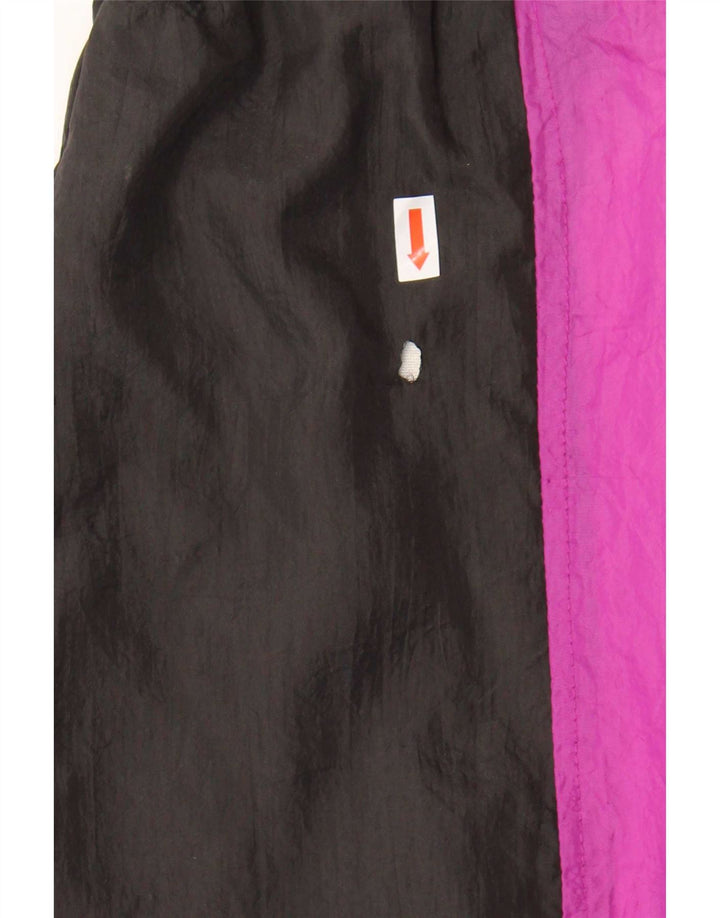 Vintage Mens Tracksuit Top Jacket Large Black Colourblock Nylon