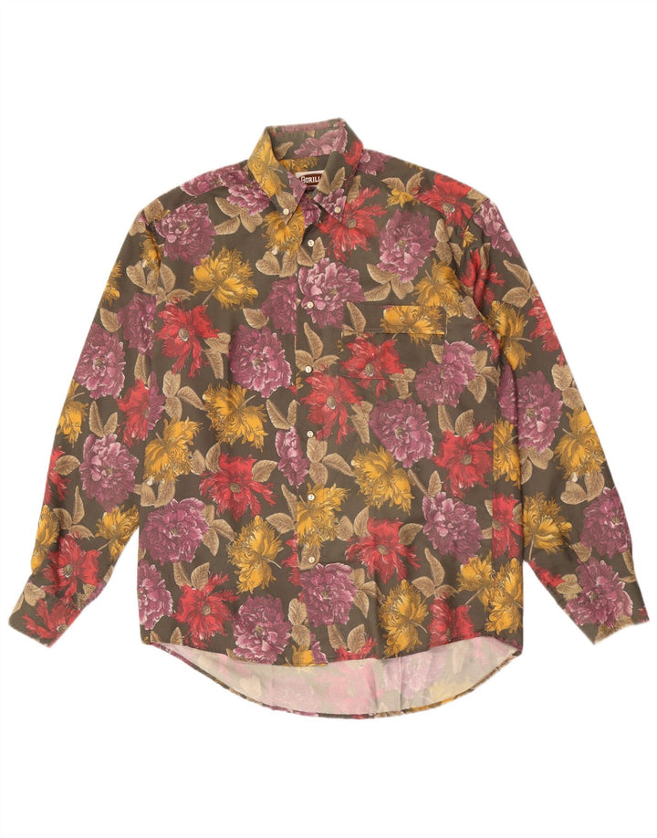 Vintage Mens Loose Fit Shirt Small Multicoloured Floral