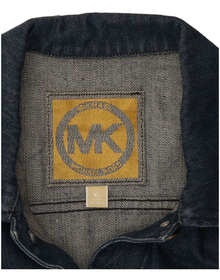 MICHAEL KORS Womens Crop Denim Jacket UK 18 XL Blue Cotton