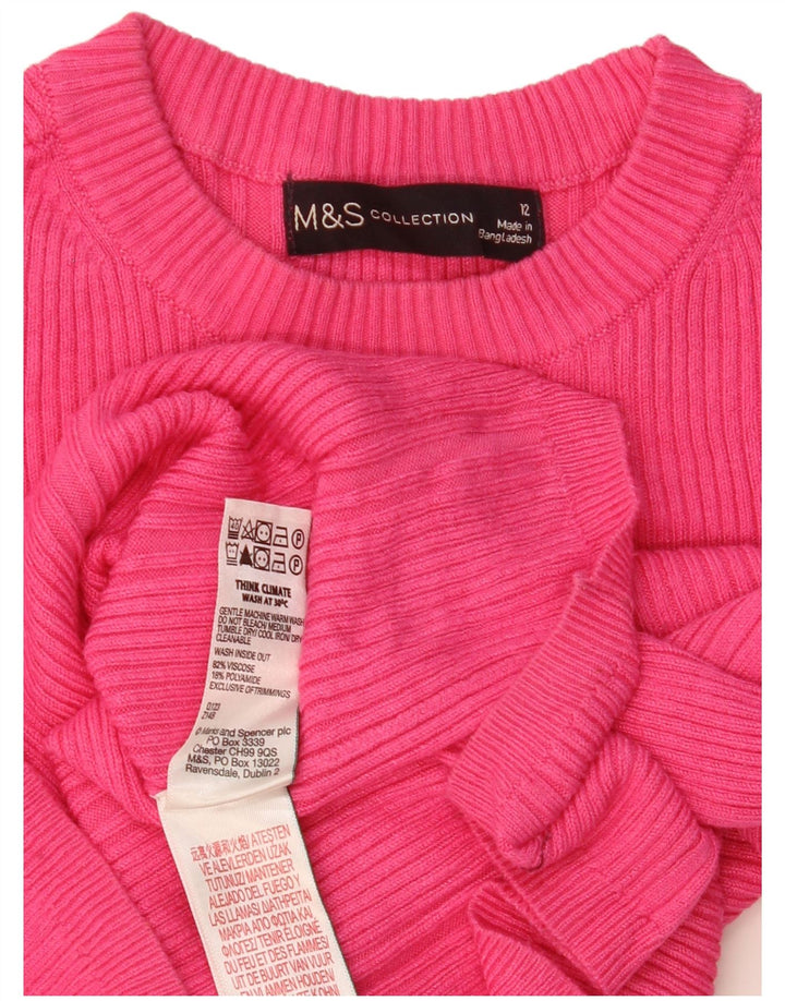 Marks & Spencer Womens Crew Neck Jumper Sweater UK 12 Medium Pink Viscose