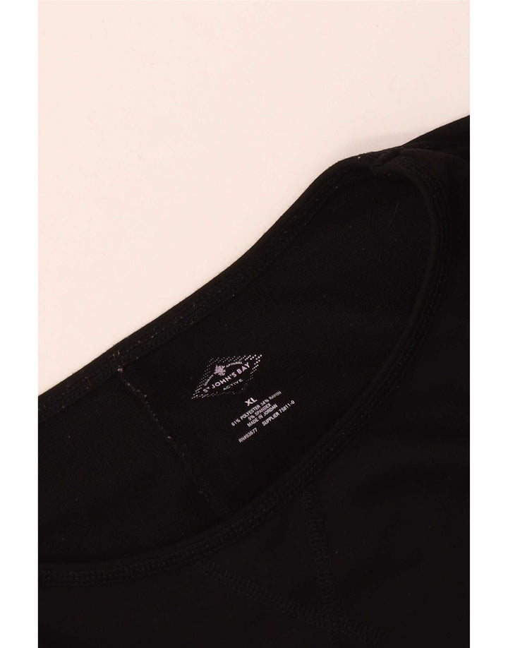 St John's Bay Womens Top 3/4 Sleeve UK 18 XL Black Polyester