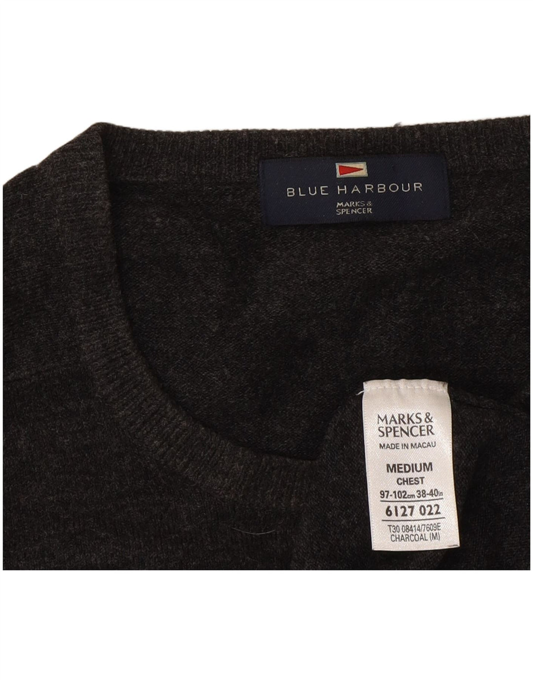 Marks & Spencer Mens Crew Neck Jumper Sweater Medium Grey Acrylic