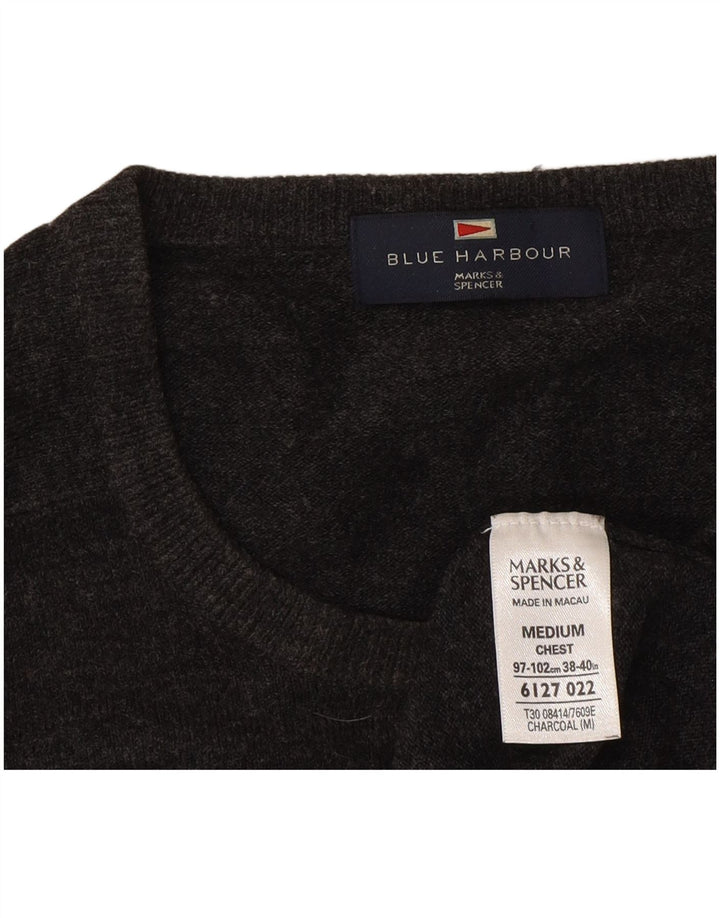 Marks & Spencer Mens Crew Neck Jumper Sweater Medium Grey Acrylic
