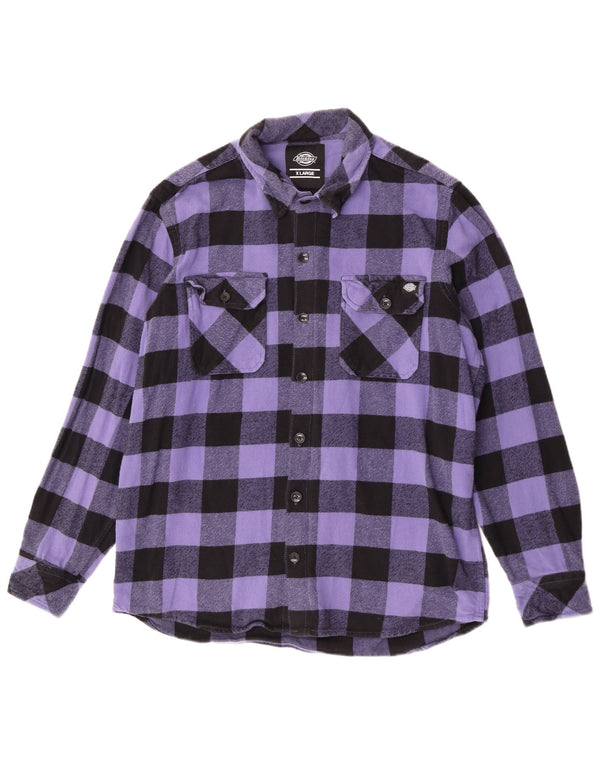 Dickies Mens Flannel Shirt XL Purple Check Cotton
