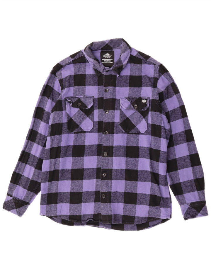 Dickies Mens Flannel Shirt XL Purple Check Cotton