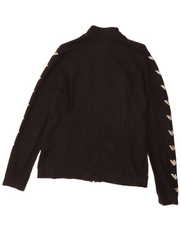 EMPORIO ARMANI Boys Graphic Tracksuit Top Jacket 15-16 Years XL Black