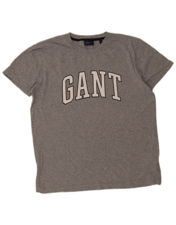 Gant Mens Graphic T-Shirt Top Large Grey Cotton
