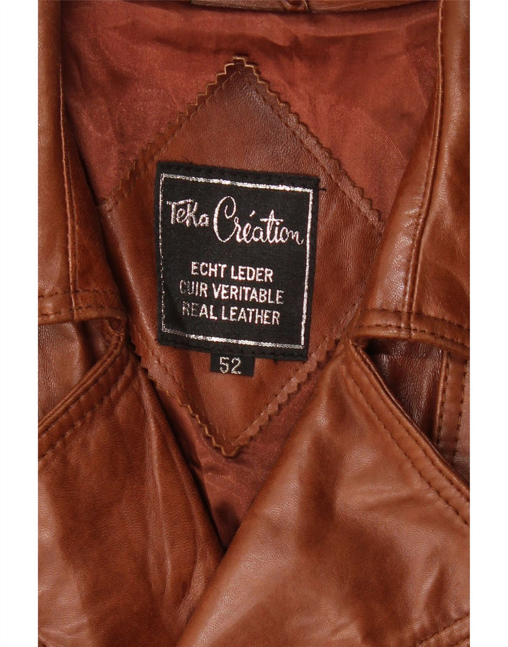 Vintage Mens Double Breasted Military Coat UK 36 Small Brown