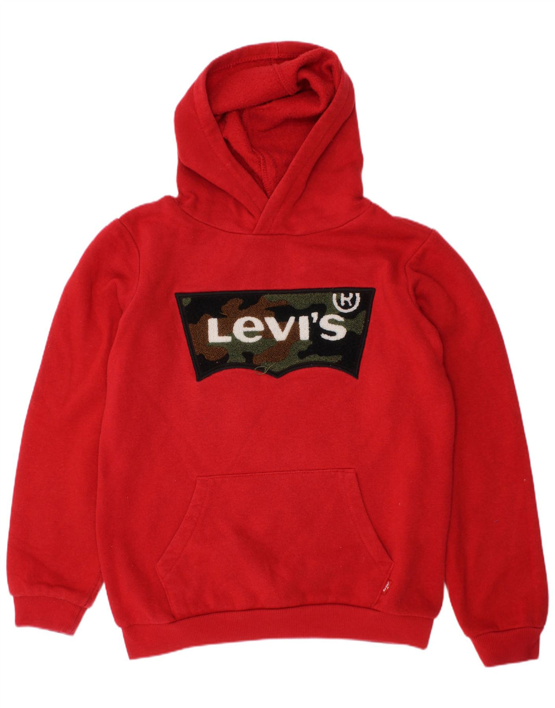 LEVI'S Boys Graphic Hoodie Jumper 7-8 Years Red Cotton