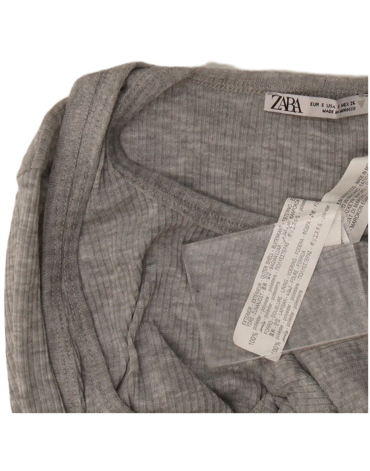 Zara Womens Top Long Sleeve UK 8 Small Grey Flecked Polyester
