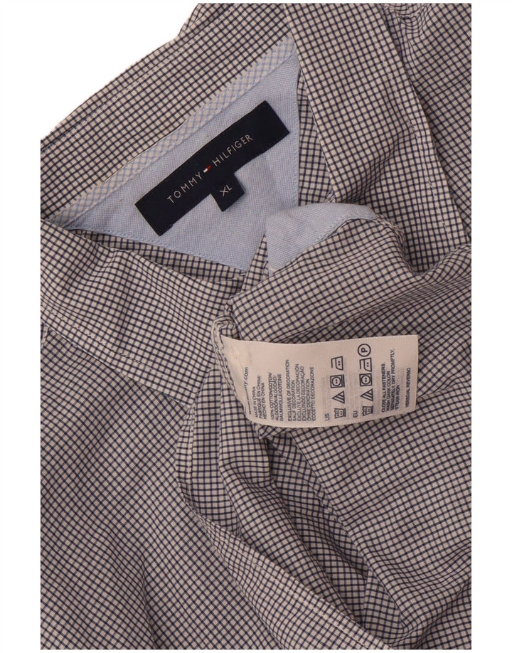 Tommy Hilfiger Mens Shirt XL Navy Blue Check Cotton