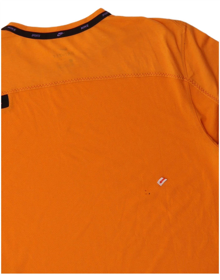 NIKE Mens Dri Fit T-Shirt Top Medium Orange Cotton