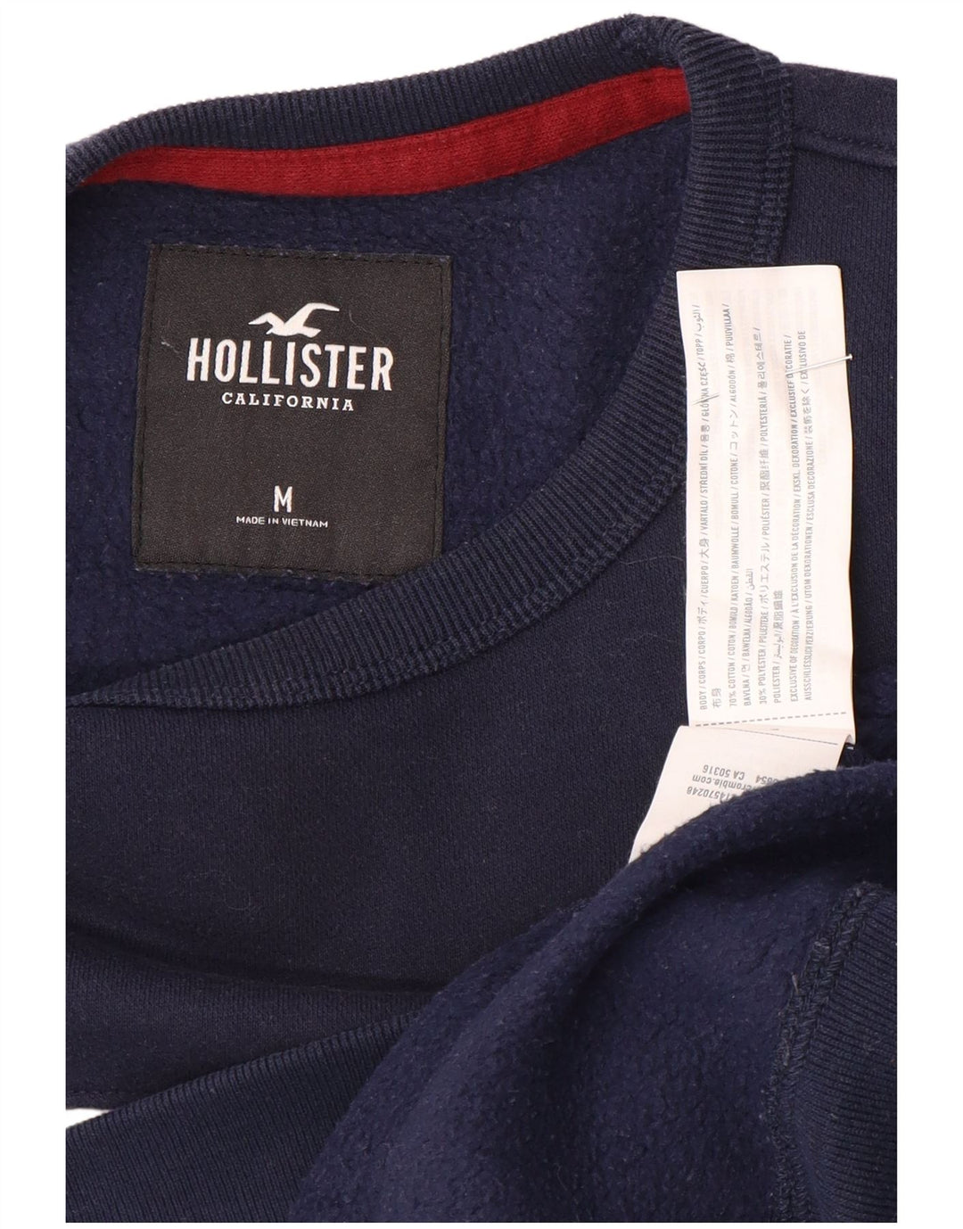 Hollister Mens Graphic Sweatshirt Jumper Medium Navy Blue Colourblock