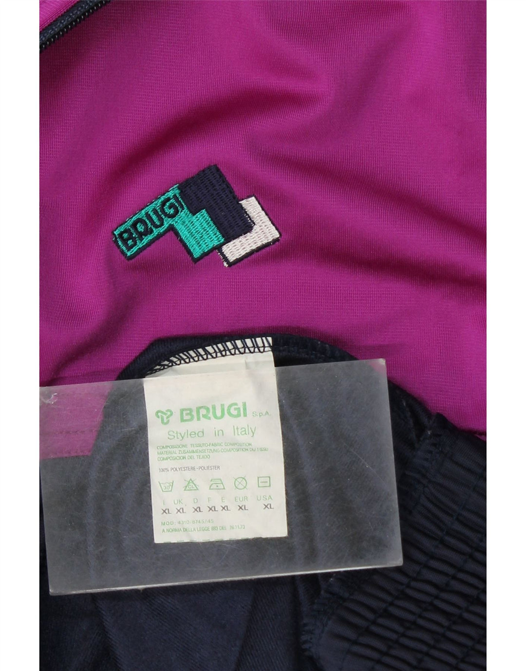 BRUGI Mens Tracksuit Top Jacket XL Navy Blue Colourblock Polyester