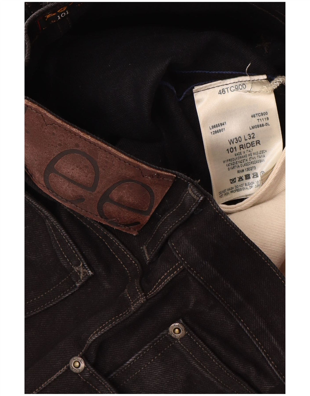 Lee Mens Rider Straight Jeans W30 L32 Black Cotton