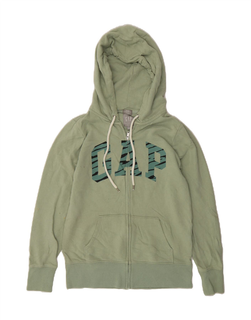 GAP Womens Oversized Graphic Zip Hoodie Sweater UK 6 XS Green Cotton Vintage Gap and Second-Hand Gap from Messina Hembry 