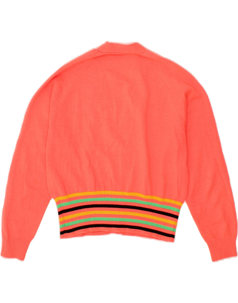 VINTAGE Womens Crop Cardigan Sweater UK 12 Medium Pink Striped Vintage Vintage and Second-Hand Vintage from Messina Hembry 