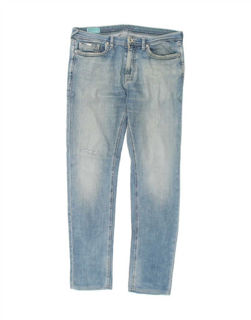 GAS Mens Distressed Slim Jeans W36 L33  Blue | Vintage Gas | Thrift | Second-Hand Gas | Used Clothing | Messina Hembry 