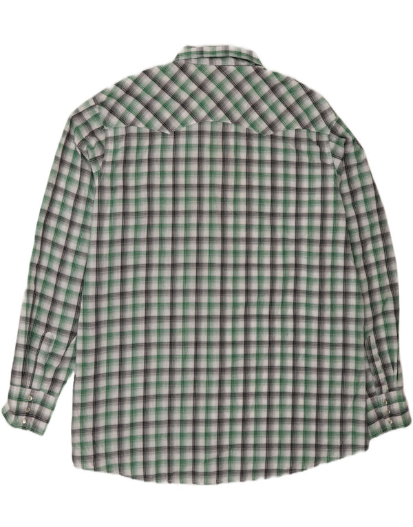 Wrangler Mens Tall Shirt 2XL Green Check Cotton