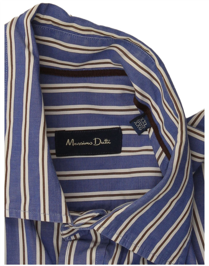 Massimo Dutti Mens Shirt 2XL Blue Striped