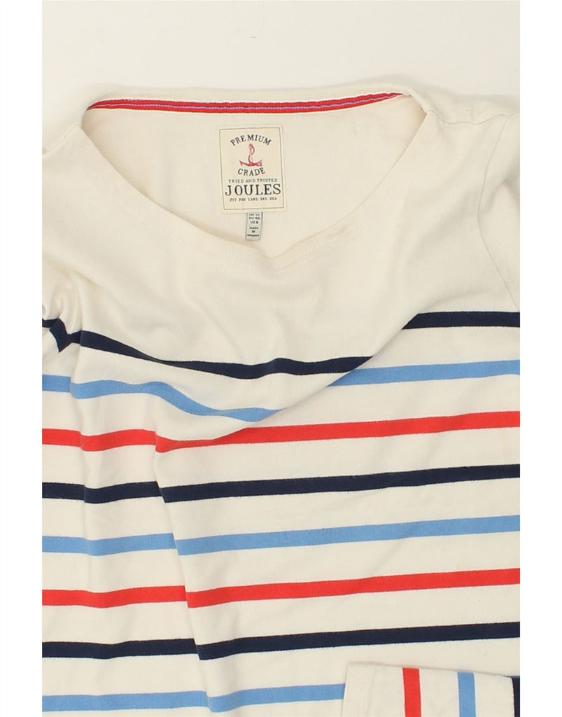 JOULES Womens Top Long Sleeve UK 12 Medium  White Striped Cotton | Vintage Joules | Thrift | Second-Hand Joules | Used Clothing | Messina Hembry 