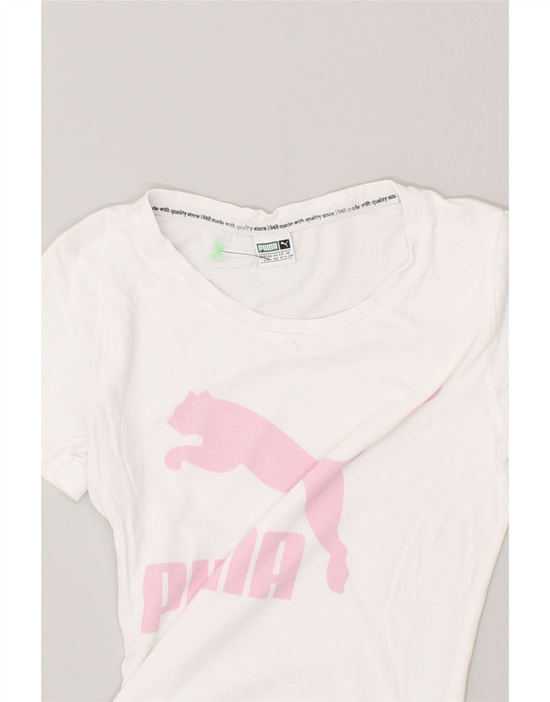 PUMA Girls Graphic T-Shirt Top 11-12 Years White Cotton | Vintage Puma | Thrift | Second-Hand Puma | Used Clothing | Messina Hembry 