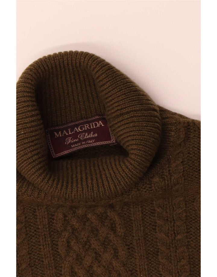 Malagrida Mens Roll Neck Jumper Sweater XL Khaki