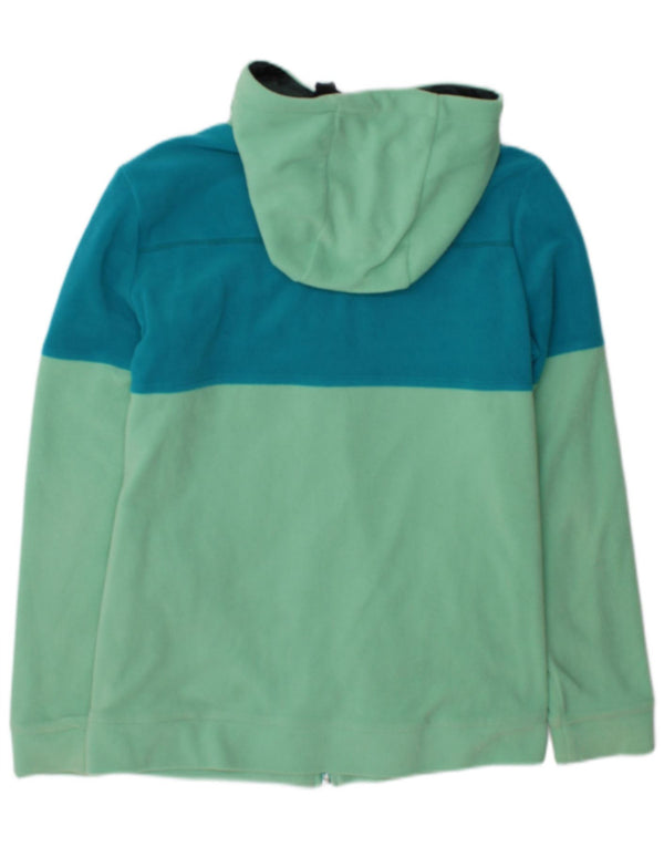 O'Neill Womens Hooded Fleece Jacket UK 12 Medium Green Colourblock